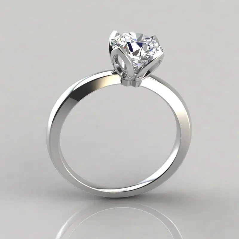 Tulip Head Solitaire Moissanite Engagement Ring