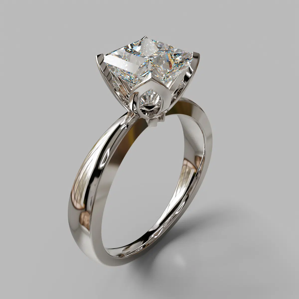 Princess Cut Tulip Head Solitaire Moissanite Engagement Ring Princess Cut Tulip Head Solitaire Moissanite Engagement Ring