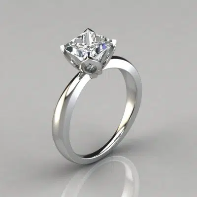 Princess Cut Tulip Head Solitaire Moissanite Engagement Ring