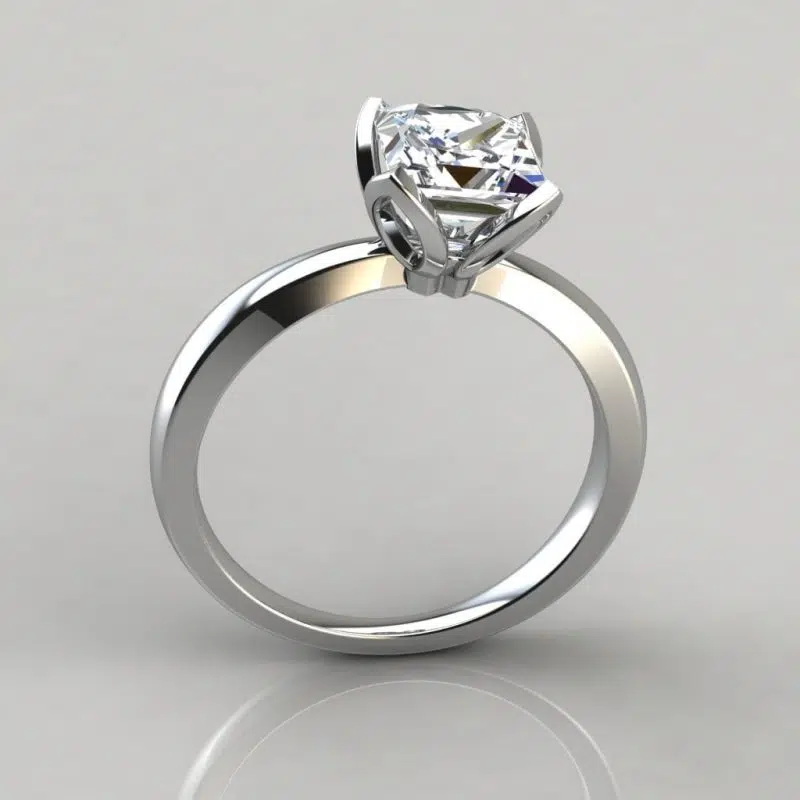 Princess Cut Tulip Head Solitaire Moissanite Engagement Ring