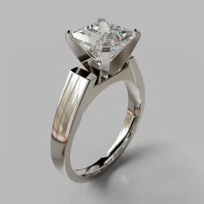 Flat Edged Cathedral Princess Cut Moissanite Engagement Ring Flat Edged Cathedral Princess Cut Moissanite Engagement Ring