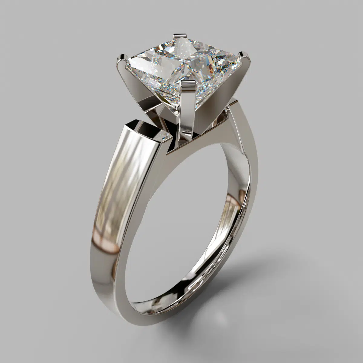 Flat Edged Cathedral Princess Cut Moissanite Engagement Ring Flat Edged Cathedral Princess Cut Moissanite Engagement Ring