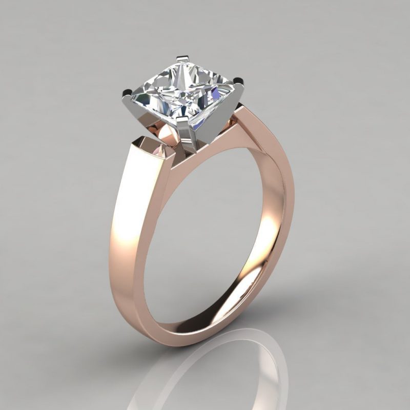 Flat Edged Cathedral Princess Cut Moissanite Engagement Ring | Forever ...