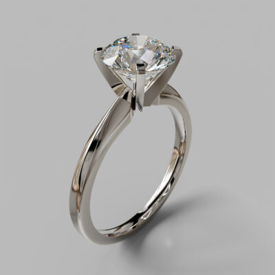 Classic Solitaire Round Cut Moissanite Engagement Ring