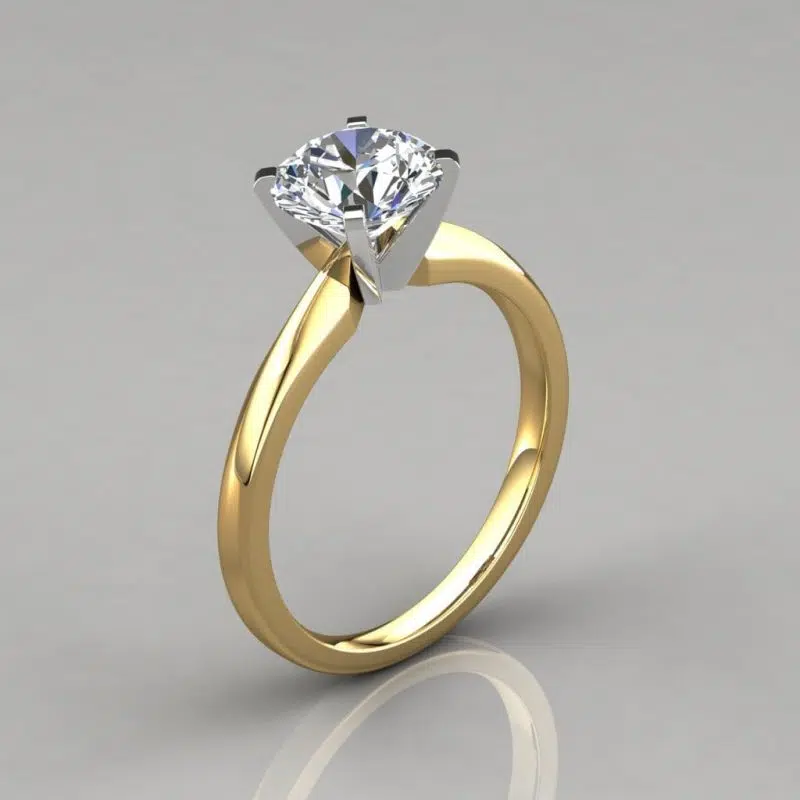 Classic Solitaire Round Cut Moissanite Engagement Ring