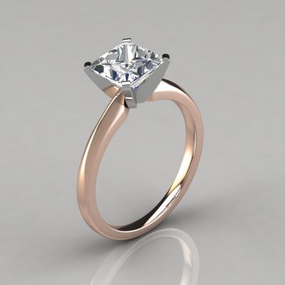 Classic Princess Cut Solitaire Moissanite Engagement Ring