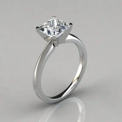 Classic Princess Cut Solitaire Moissanite Engagement Ring