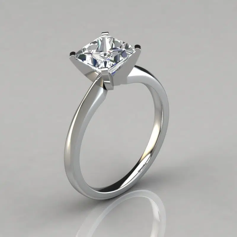 Classic Princess Cut Solitaire Moissanite Engagement Ring