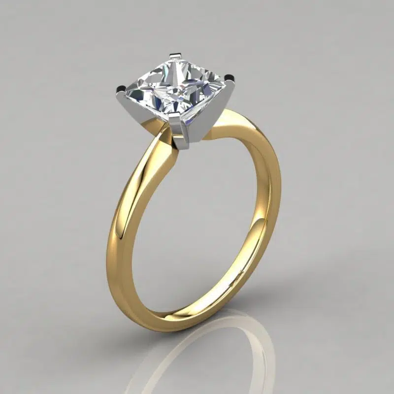 Classic Princess Cut Solitaire Moissanite Engagement Ring