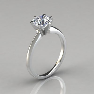 Classic Six-Prong Solitaire Moissanite Engagement Ring