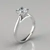 Petite Cathedral Solitaire Moissanite Engagement Ring