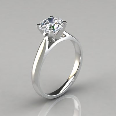 Petite Cathedral Solitaire Moissanite Engagement Ring