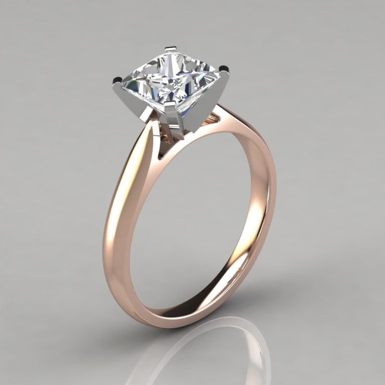 Petite Cathedral Princess Cut Solitaire Moissanite Engagement Ring ...