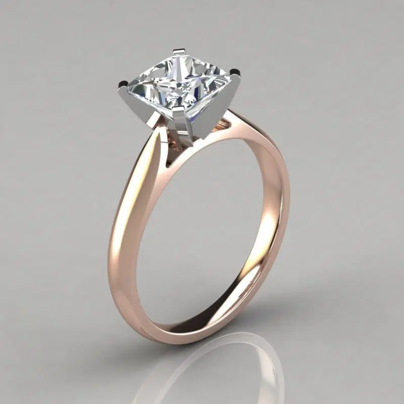 Petite Cathedral Princess Cut Solitaire Moissanite Engagement Ring