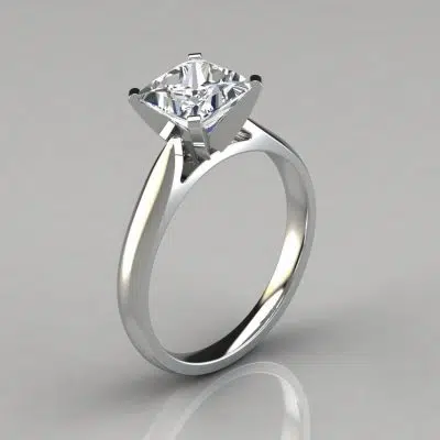 Petite Cathedral Princess Cut Solitaire Moissanite Engagement Ring