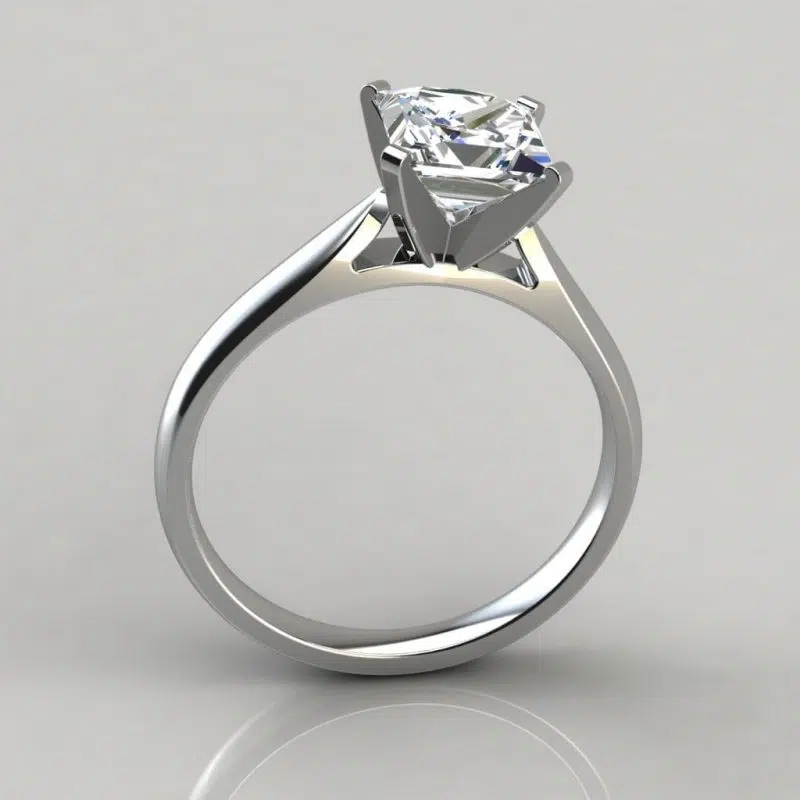 Petite Cathedral Princess Cut Solitaire Moissanite Engagement Ring