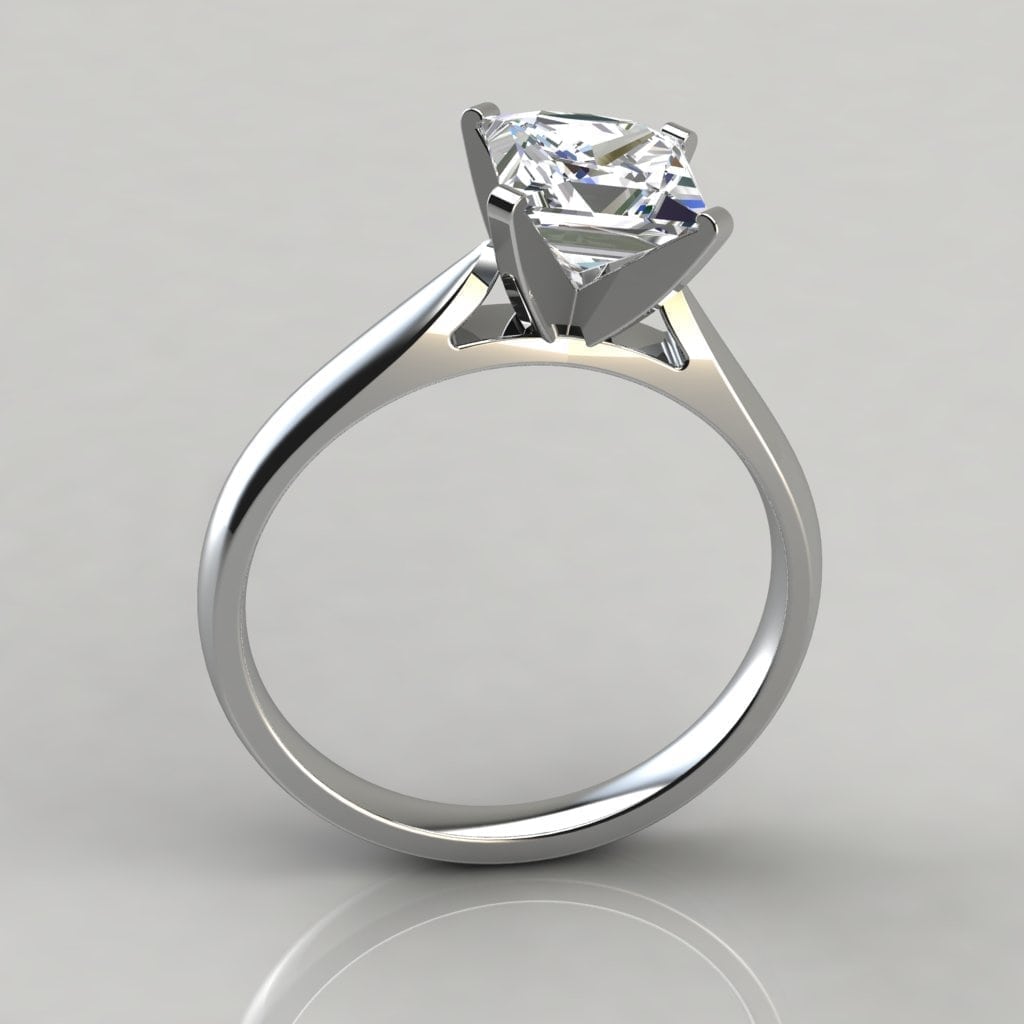 Petite Cathedral Princess  Cut  Solitaire  Moissanite 