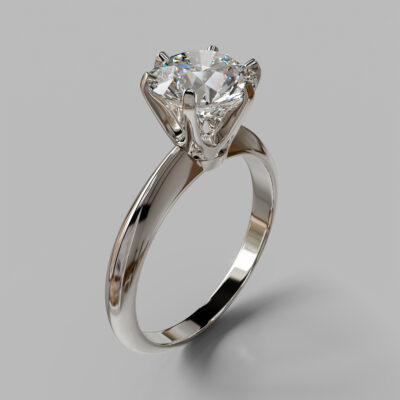 Six Prong Round Cut Solitaire Moissanite Engagement Ring