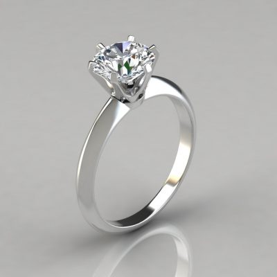 4 CT Six Prong Round Brilliant Solitaire Engagement Ring