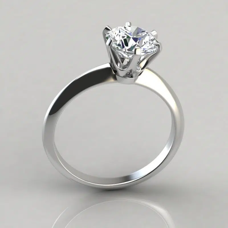 Six Prong Round Brilliant Solitaire Engagement Ring