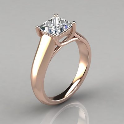 Lucida Wide Band Princess Cut Solitaire Moissanite Engagement Ring ...