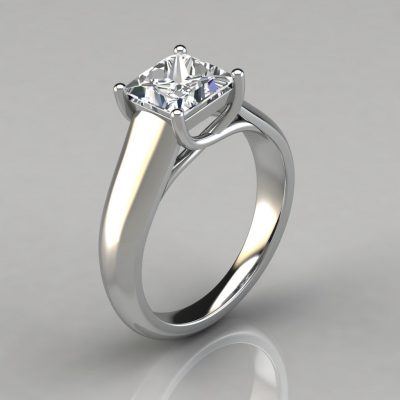 Lucida Wide Band Princess Cut Solitaire Moissanite Engagement Ring
