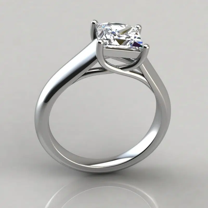 Lucida Wide Band Princess Cut Solitaire Moissanite Engagement Ring