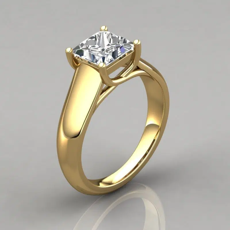 Lucida Wide Band Princess Cut Solitaire Moissanite Engagement Ring
