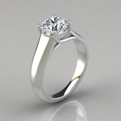 Lucida Wide Band Solitaire Moissanite  Engagement Ring