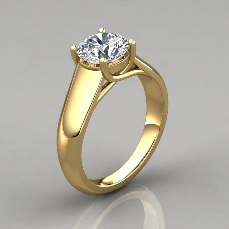 Lucida Wide Band Solitaire Moissanite  Engagement Ring