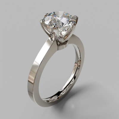 Round Cut Solitaire Moissanite Engagement Ring