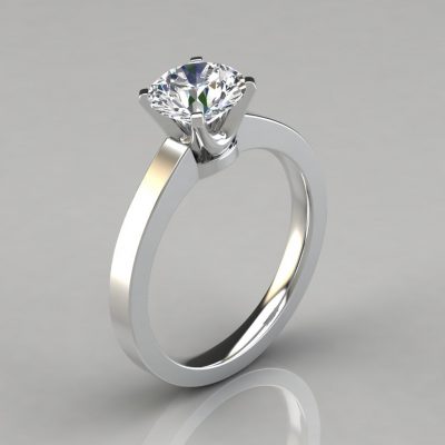 Round Cut Solitaire Moissanite Engagement Ring
