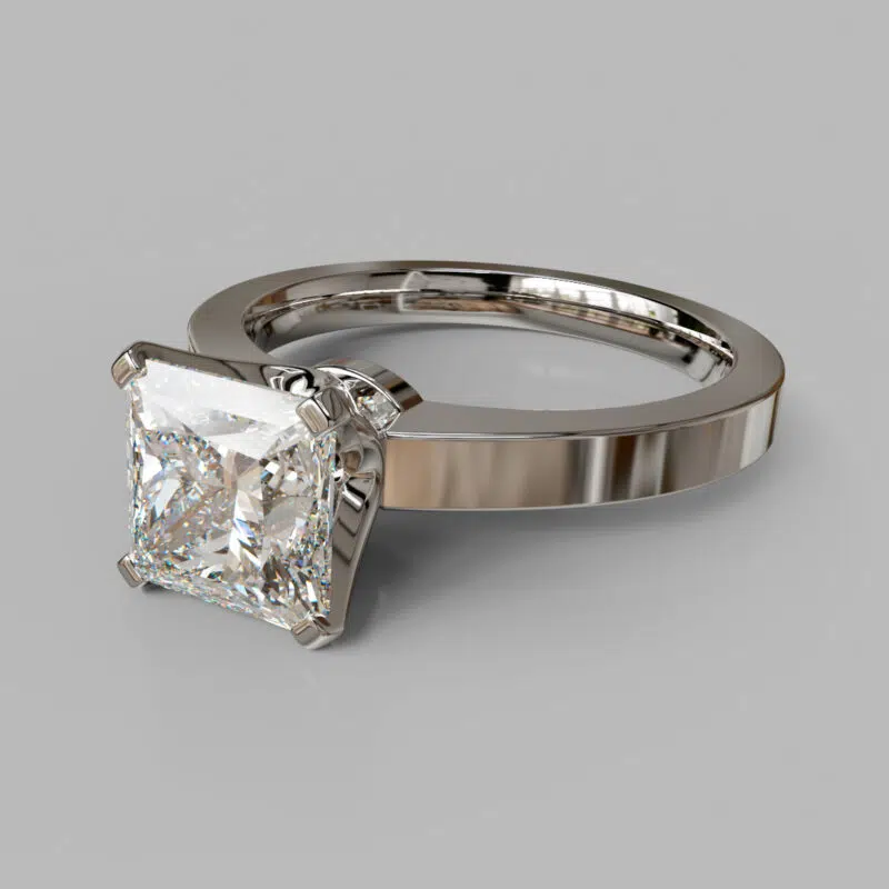 Princess Cut Solitaire Moissanite Engagement Ring - Forever Moissanite