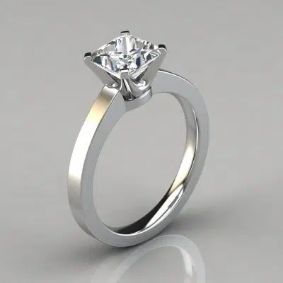 Princess Cut Moissanite Solitaire Moissanite Engagement Ring