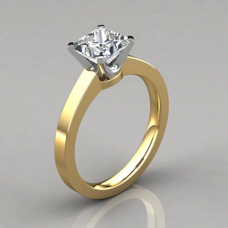 Princess Cut Moissanite Solitaire Moissanite Engagement Ring