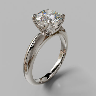 Crown Solitaire Moissanite Engagement Ring