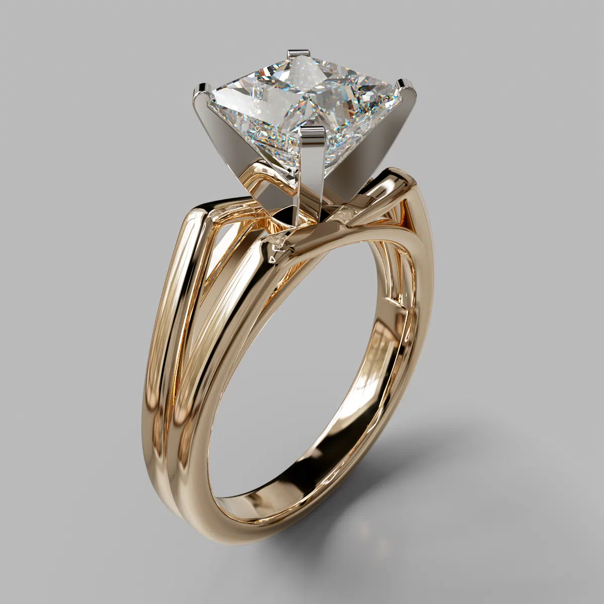 Sharp Split Shank Princess Cut Moissanite Solitaire Engagement Ring Sharp Split Shank Princess Cut Moissanite Solitaire Engagement Ring