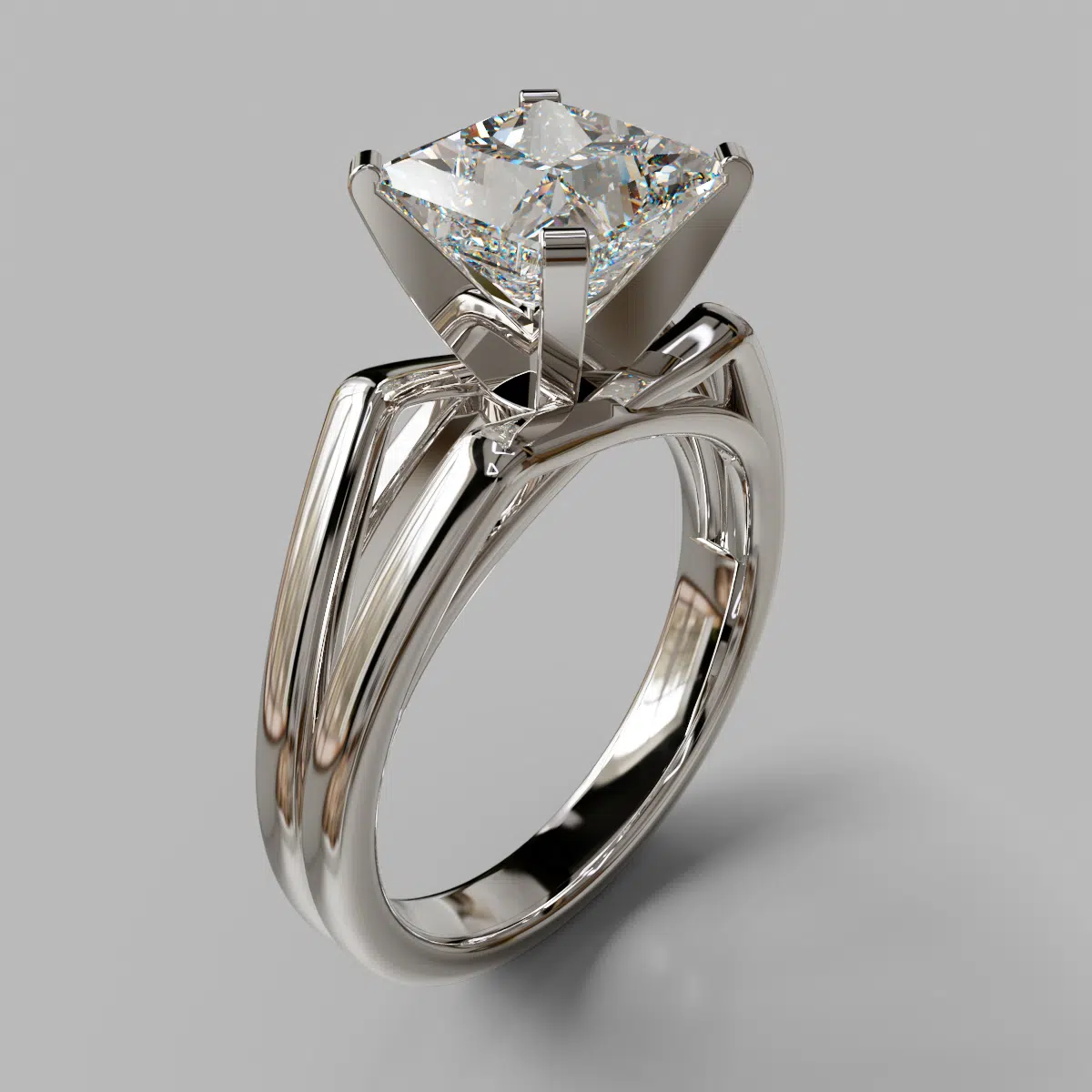 Sharp Split Shank Princess Cut Moissanite Solitaire Engagement Ring Sharp Split Shank Princess Cut Moissanite Solitaire Engagement Ring