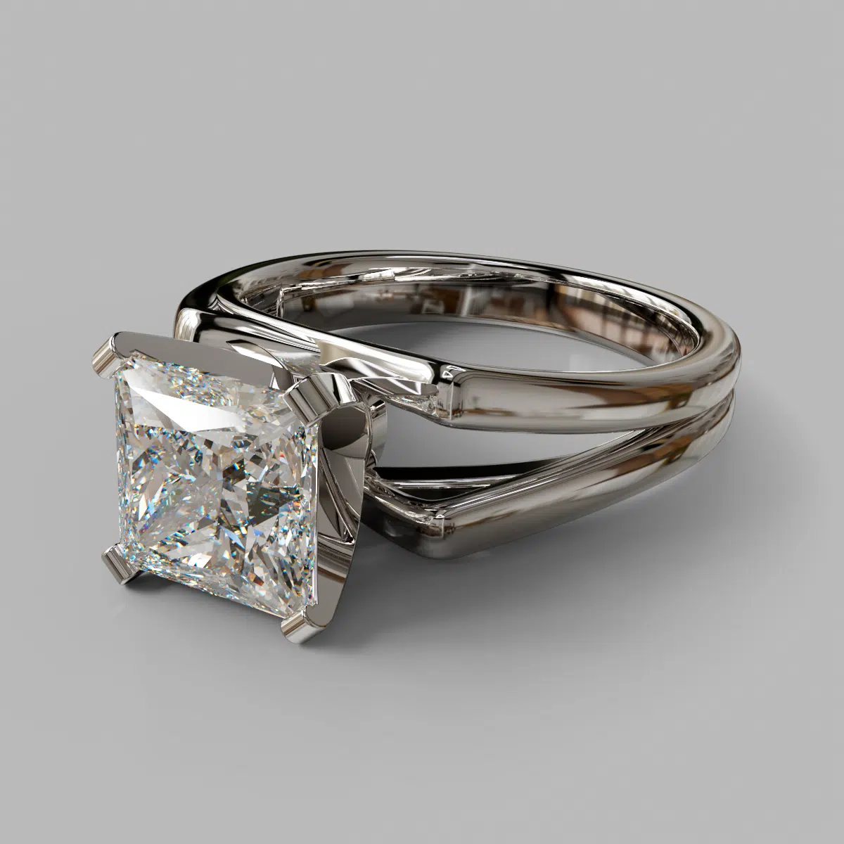 Sharp Split Shank Princess Cut Moissanite Solitaire Engagement Ring Sharp Split Shank Princess Cut Moissanite Solitaire Engagement Ring