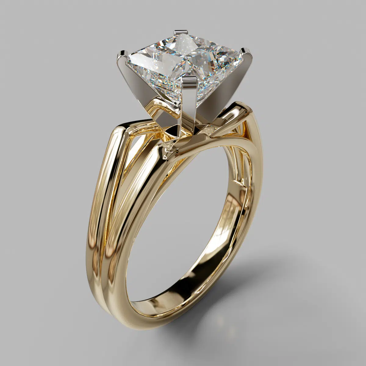 Sharp Split Shank Princess Cut Moissanite Solitaire Engagement Ring Sharp Split Shank Princess Cut Moissanite Solitaire Engagement Ring