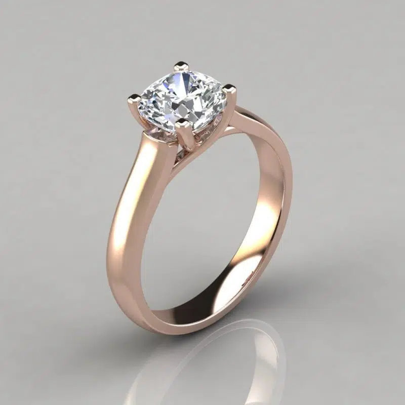 Cross Prong Cushion Cut Solitaire Moissanite Engagement Ring