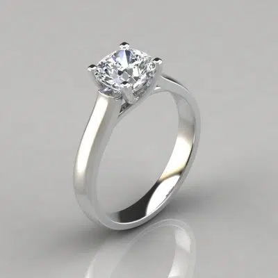 Cross Prong Cushion Cut Solitaire Moissanite Engagement Ring