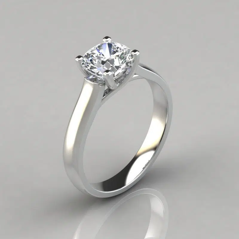 Cross Prong Cushion Cut Solitaire Moissanite Engagement Ring