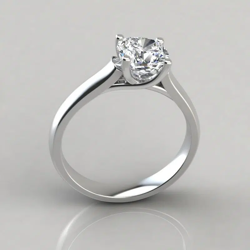 Cross Prong Cushion Cut Solitaire Moissanite Engagement Ring