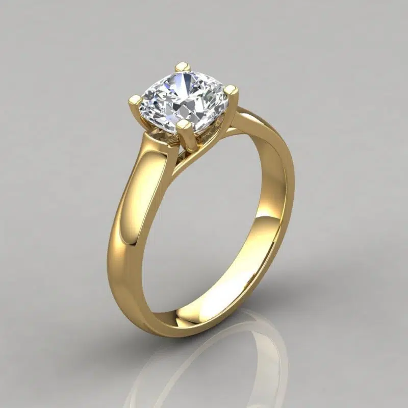 Cross Prong Cushion Cut Solitaire Moissanite Engagement Ring