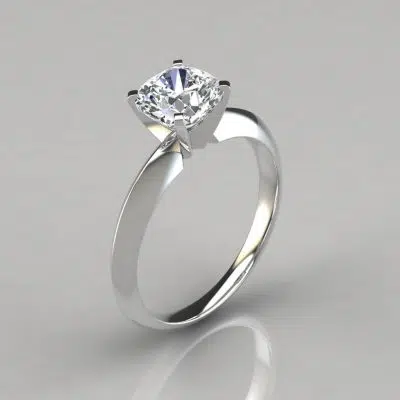 Knife Edge Cushion Cut Solitaire Moissanite Engagement Ring