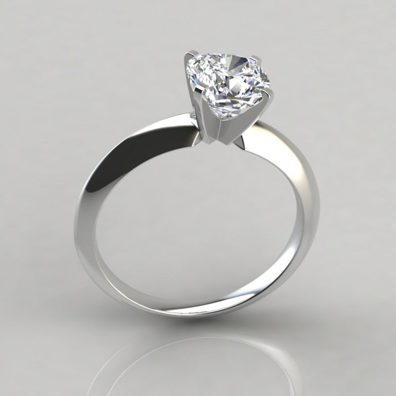 Knife Edge Engagement Ring  Cushion Cut Solitaire Moissanite Ring