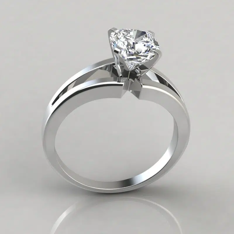 Split Shank Cushion Cut Solitaire Moissanite Engagement Ring