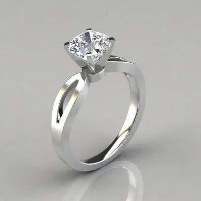Split Shank Cushion Cut Moissanite Engagement Ring