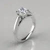 Cathedral Design Cushion Cut Solitaire Moissanite Engagement Ring